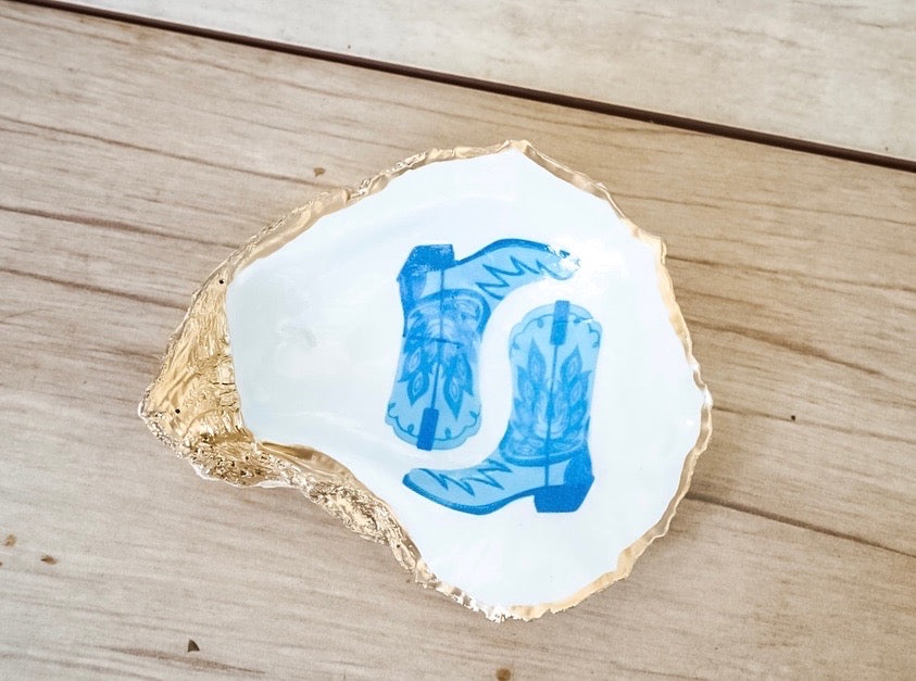 Coastal Blue Cowgirl Oyster Trinket Dish