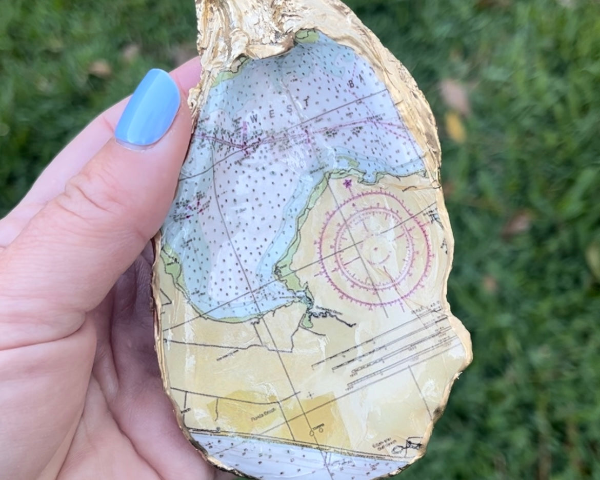 Custom Map Oyster Jewelry Dish